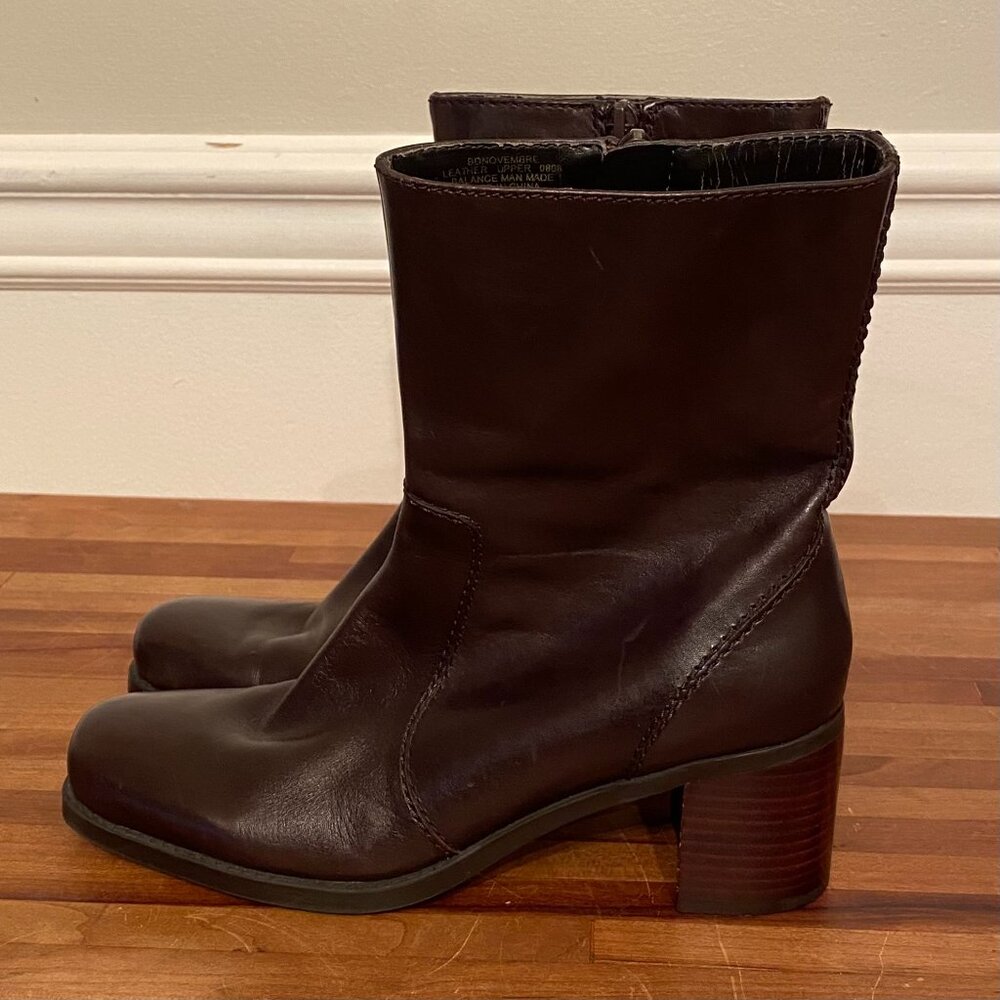 Brown Block Heel Ankle Boots Women's Size 7